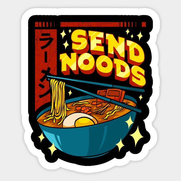 Funny Send Noods Pun Anime Gamer Ramen Kawaii Sticker by theperfectpresents